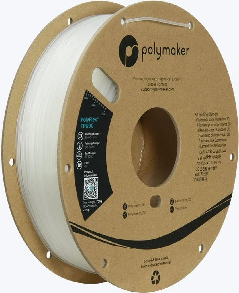 Polymaker PD02004 TPU90 Filament TPU flexibel 1.75 mm 750 g Klar PolyFlex 1 St. (PD02004)