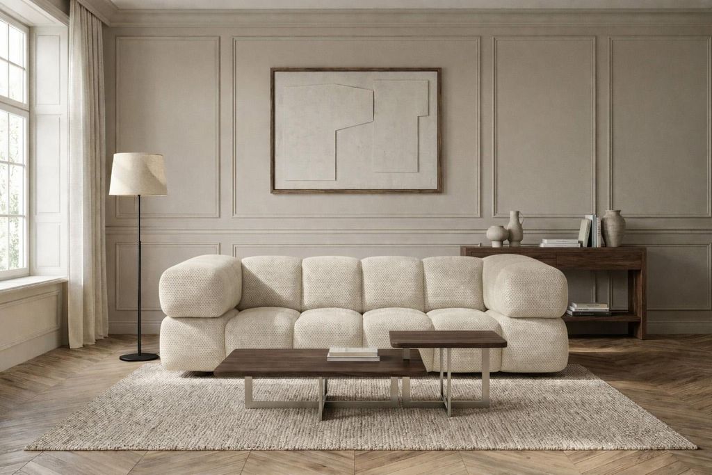 Kaiser Möbel Sofa 3-Sitzer, strukturierter Premiumstoff Sonic, Beige, Averro