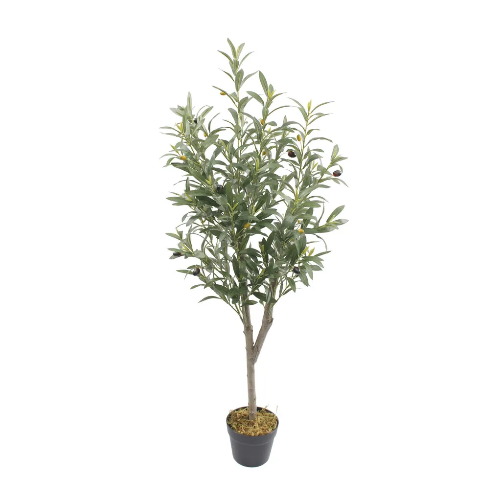 Rebecca Mobili Olivier Artificiel Thoka 120 cm en Polyester et Bois Vert