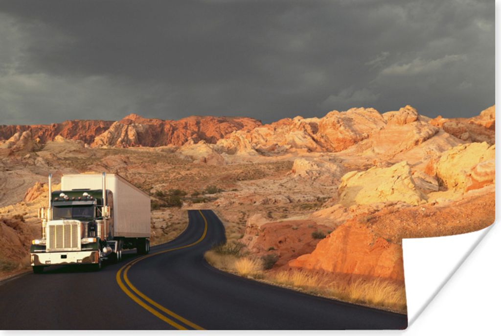 MuchoWow Poster Lkw-Fahrten in schöner Umgebung 30x20 cm - Plakate - Print
