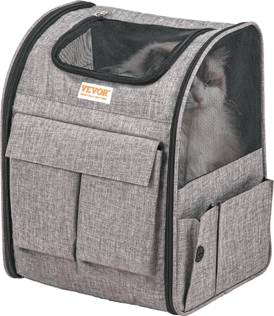 Sac de transport pour chat à roulettes gris et poignée télescopique