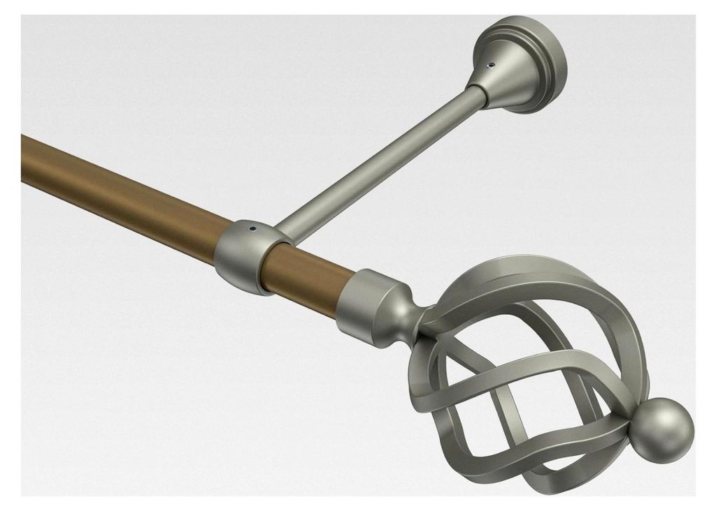 Gardinenstange 16 mm Ø / Landhaus Gardinenstange Gold matt / Chrom matt, 100 cm