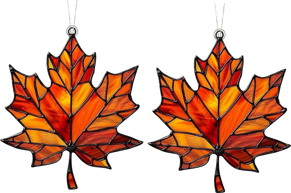 2 Stück Ahornblatt-Dekorationen, Herbstdekorationen zum Produktbild 