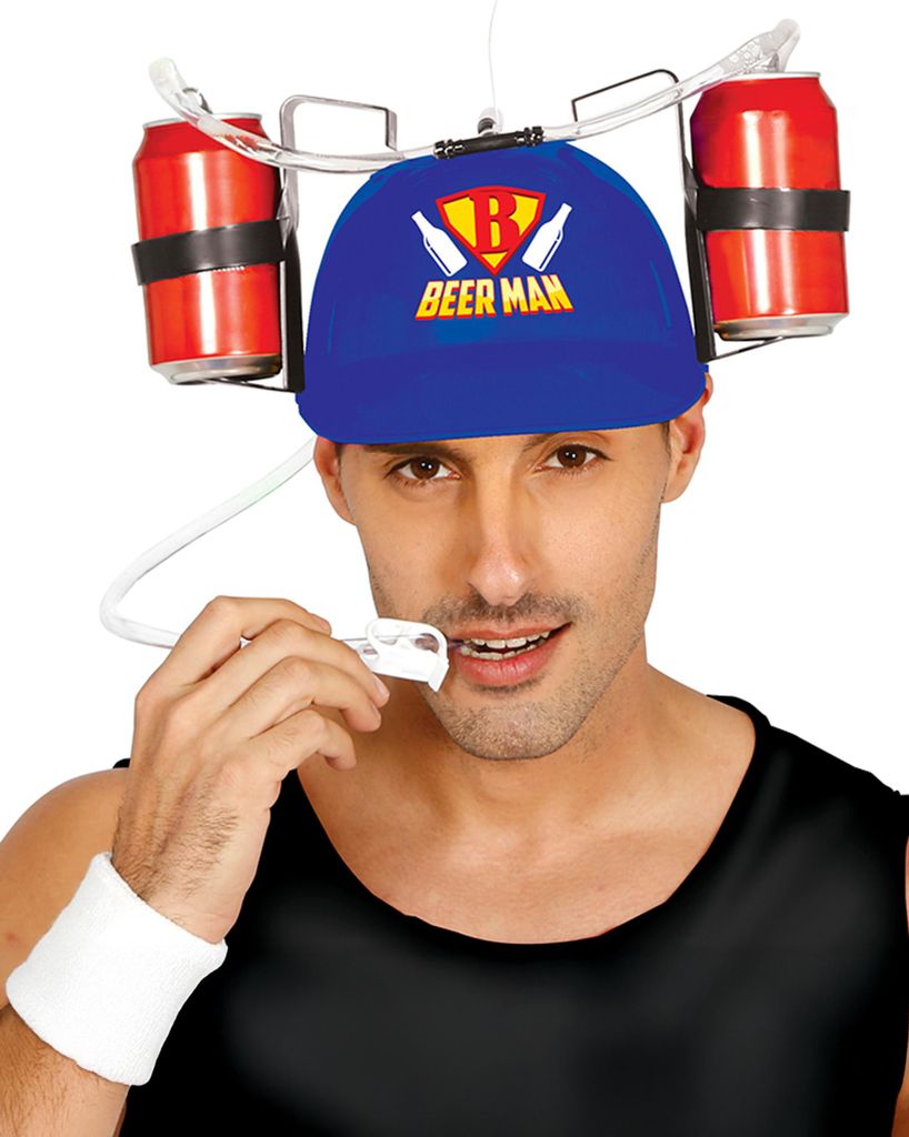 Trinkhelm Beerman Anti-Durst-Helm für Erwachsene blau - Produktbild 
