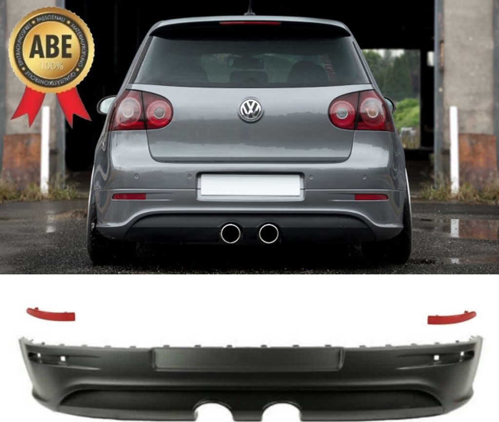 Diffusor hinten Heck 2-Rohr mittig + ABE GUTACHTEN passt für VW Golf 5 ab 03-08