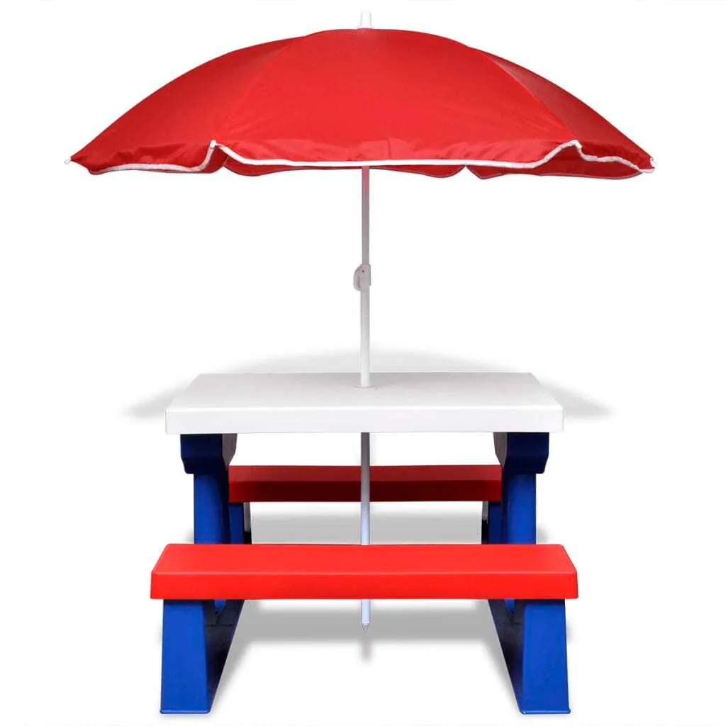 SYFAX™ Tavolo e Panchine Picnic per Bambini con Parasole Multicolore