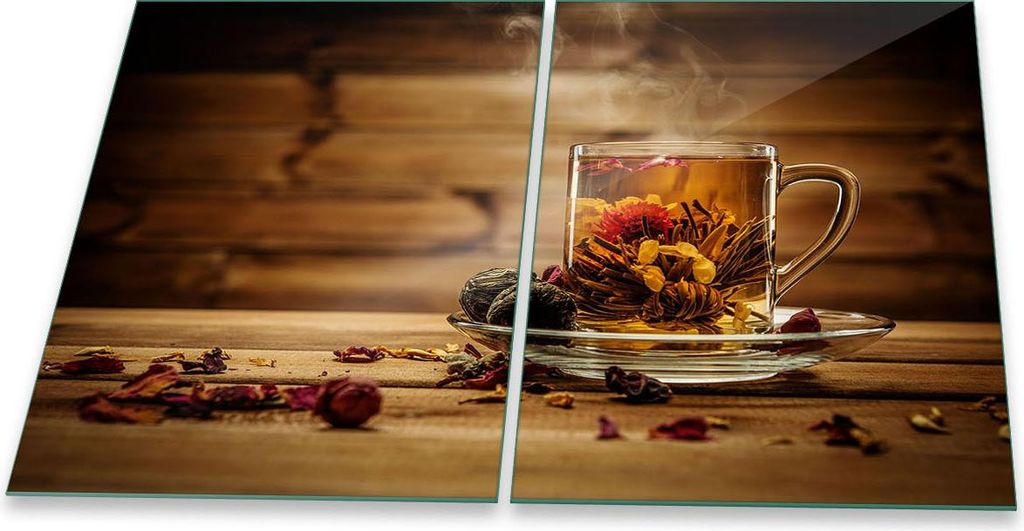 Herdabdeckplatte Glaskeramik 2-Teilig 2x40x52 Holz Braun Abdeckung Spritzschutz Glas