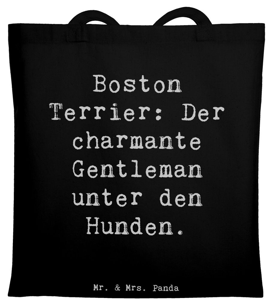 Mr. & Mrs. Panda canvas tasche Spruch Boston Terrier Gentleman - Schwarz - Geschenk, Schultasche, Hund, Hunderassen Eigenschaften, freundlicher, Be...