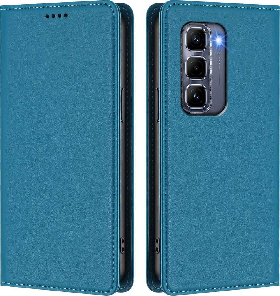 Handyhülle für Infinix Hot 50 Pro+ 4G, Kunstleder Klapphülle Stoßfeste Magnetische Hülle mit Ständer Blau