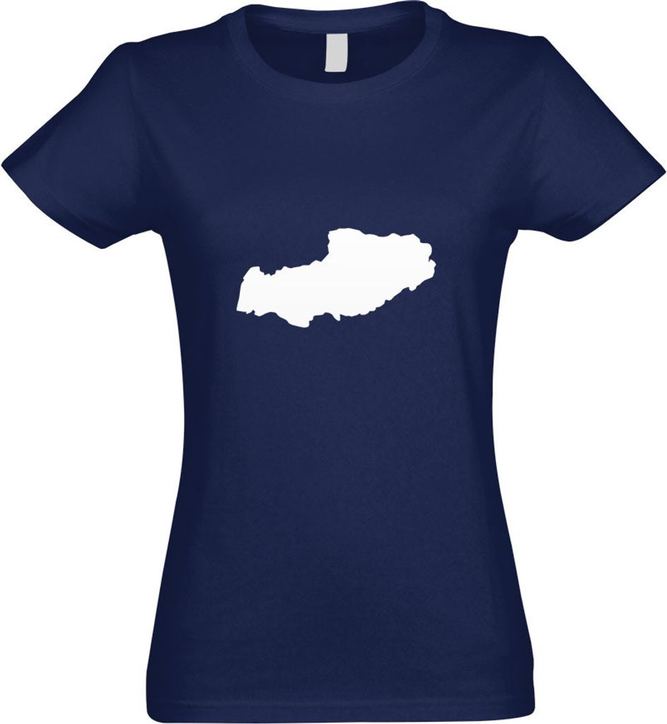 Kiwistar - T-Shirt tailliert - Damen - Navy - Tibet - Himalaya Umriss - mit Motiv Bedruckt - Funshirt Design - Sport - Freizeit - Damen - M