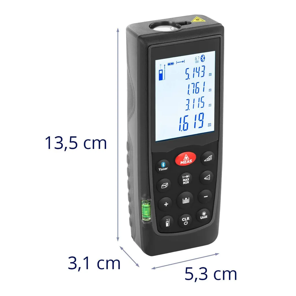 Télémètre laser pour plan d'architecte 70m Bluetooth et niveau précis