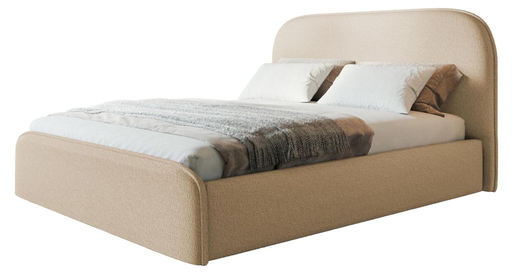 Bett Vienna 120x200, Bettkasten und Metallrahmen, Catch-Me-Stoff, Beige