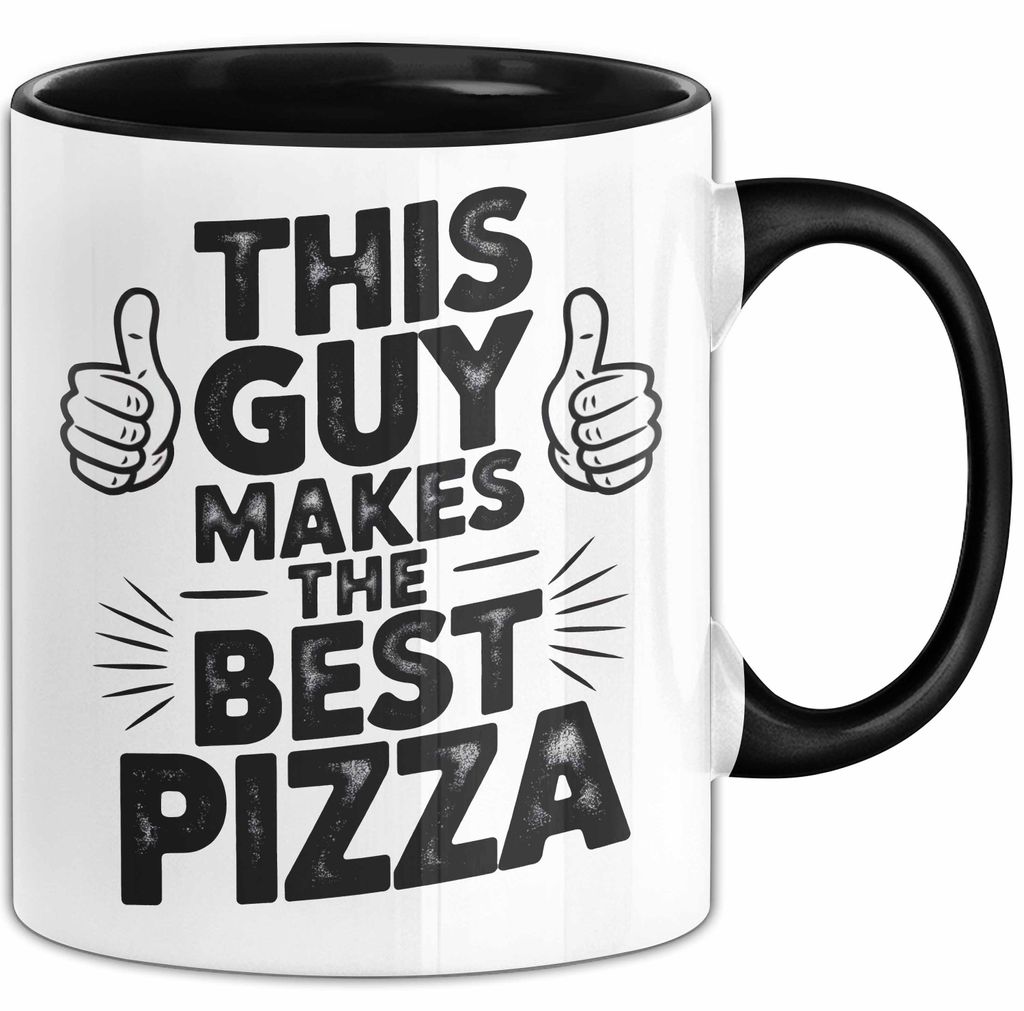 Pizzabäcker Tasse Geschenk Macht die beste Pizza Koch Spruch (Schwarz)
