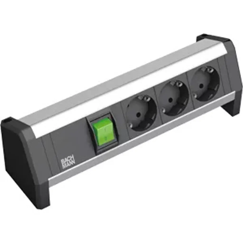 Bachmann DESK Rallonge Multiprise 3 Prises Schuko Noir Câble 3m