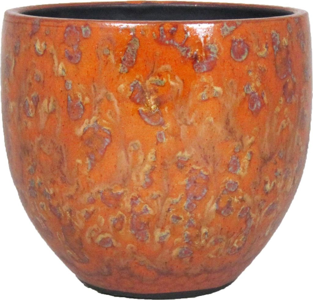 INNA-Glas Pflanzgefäßaus Keramik, gesprenkelt, orange-gelb, 34 cm, Ø 34 cm - Übertopf