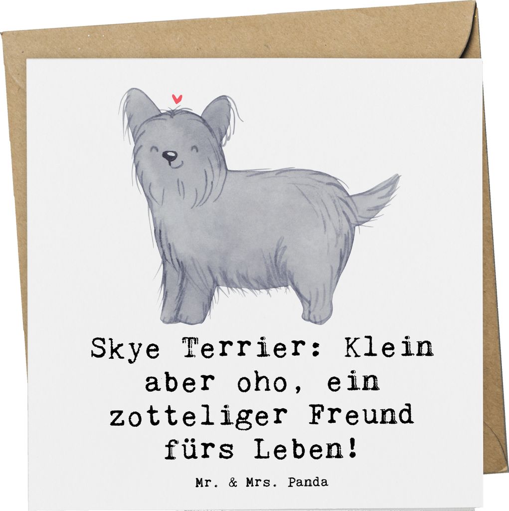 Mr. & Mrs. Panda Grußkarte Skye Terrier Freund - Weiß - Geschenk, Hunderassen Charakter, Hunderasse, faltkarte, treu, anlasskarte, loyal, Pflege,...