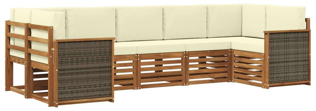 vidaXL Ecksofa Set mit Kissen 6 pcs Natur und Creme