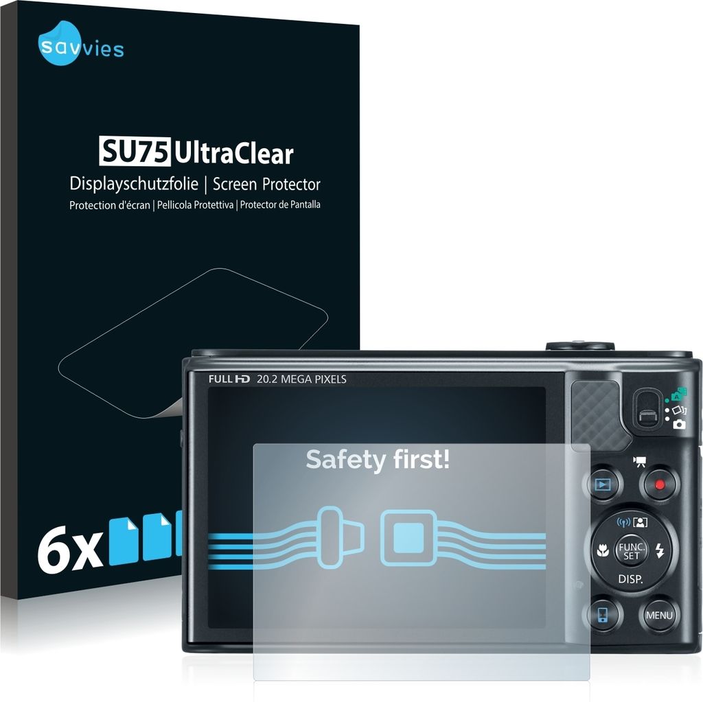 6x Für Canon PowerShot SX610 HS Schutzfolie Savvies Displayschutz Display Schutz Folie Klar Transparent
