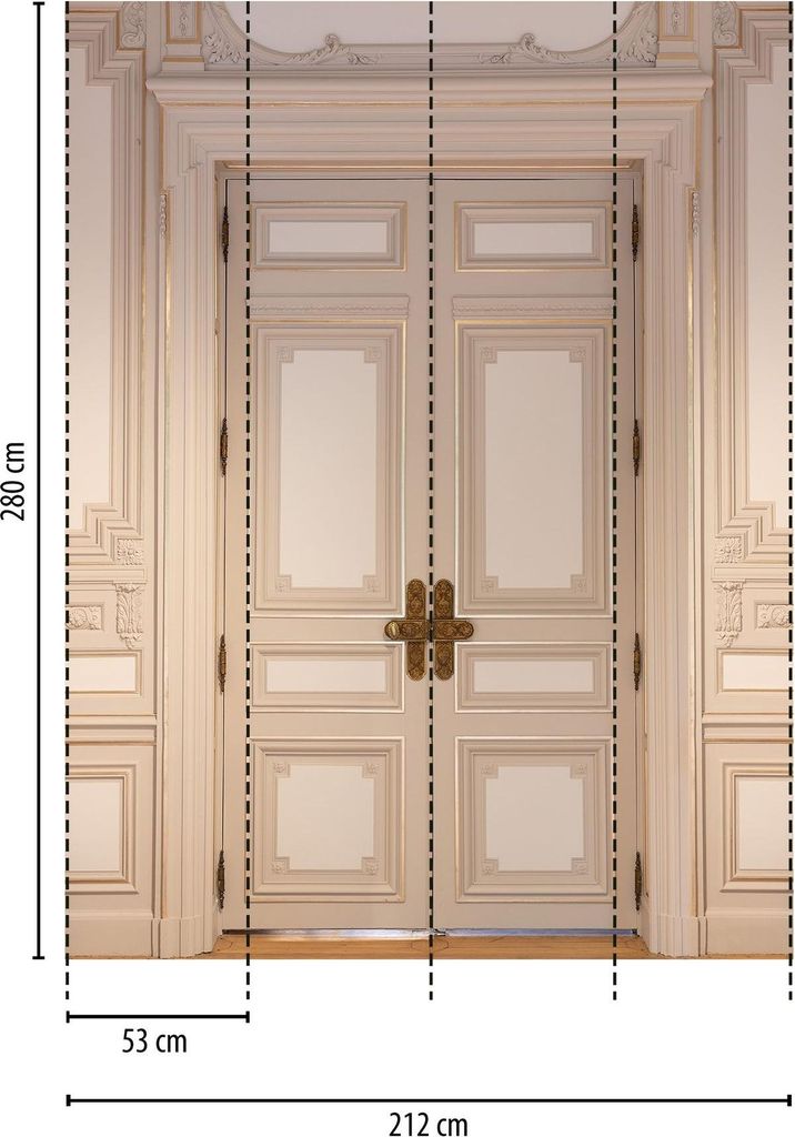 Fototapete Tür klassisch Beige Gold - Vliestapete mit klassischem Türmotiv - Wanddekoration elegant livingwalls (KG-174674)