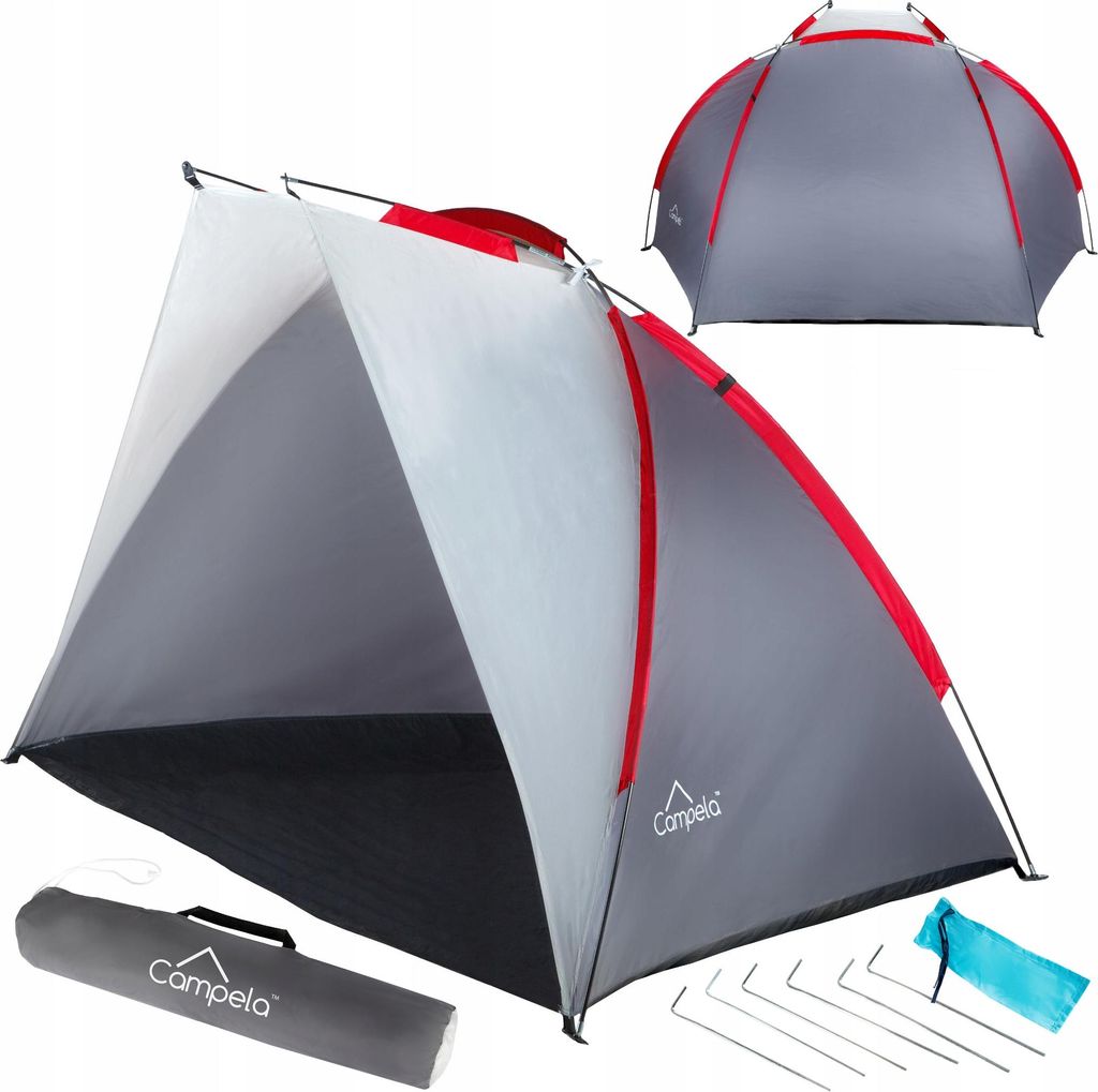 Campela Strandmuschel 220 × 120 × 120 cm – Strandzelt und Paravent mit Boden und Tragetasche – leichter Sonnen- und Windschutz