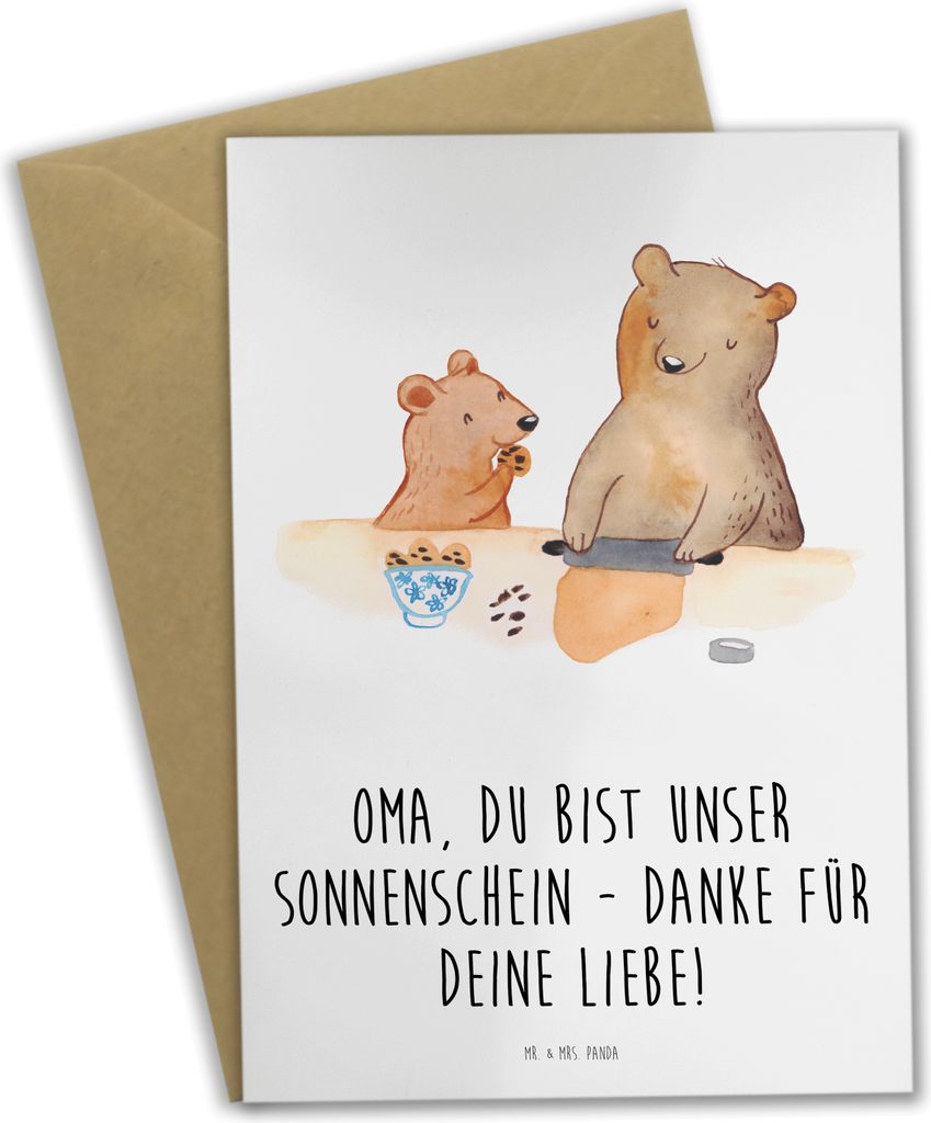 Mr. & Mrs. Panda Grußkarte Oma Sonnenschein - Weiß - Geschenk, Warmherzigkeit, Danke sagen, Bedanken, Grußkarten, Dankbarkeit, einladungskarten,...