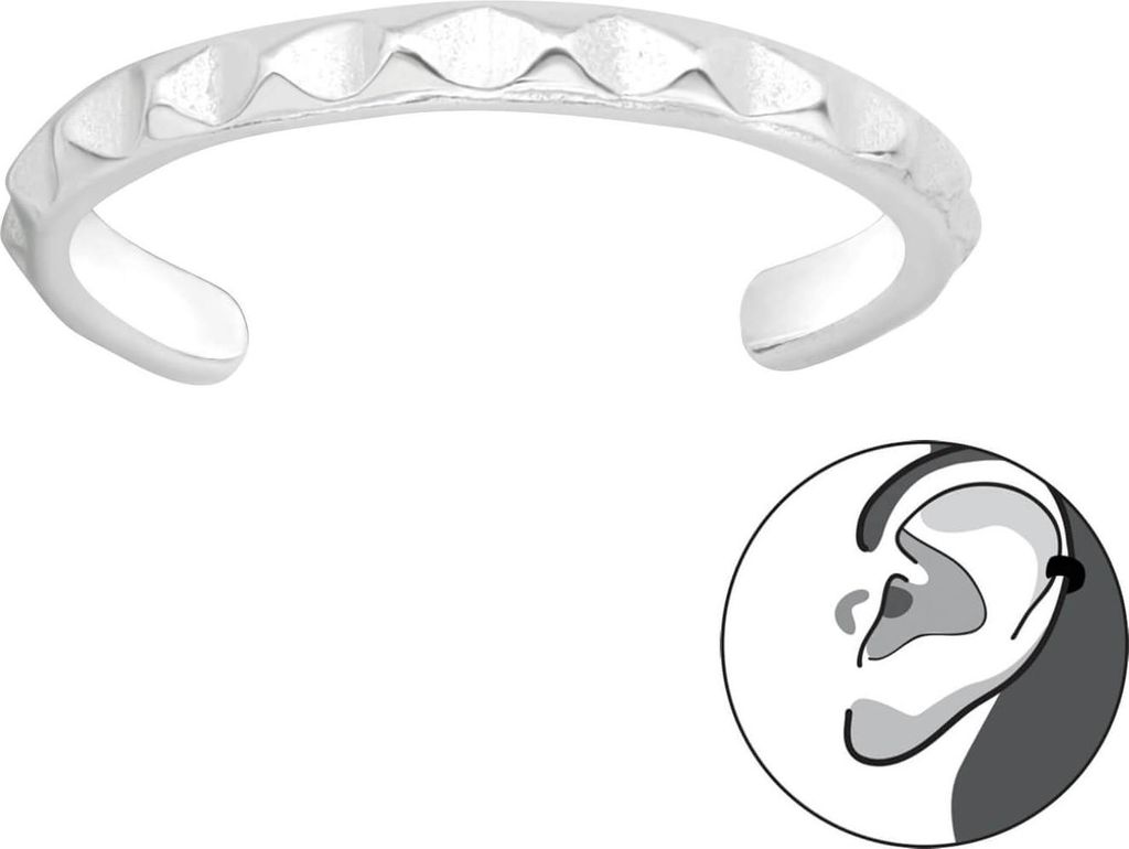 925 Sterling Silber schlichte gezackte Ohrmanschette Ear Cuff Ohrklemme