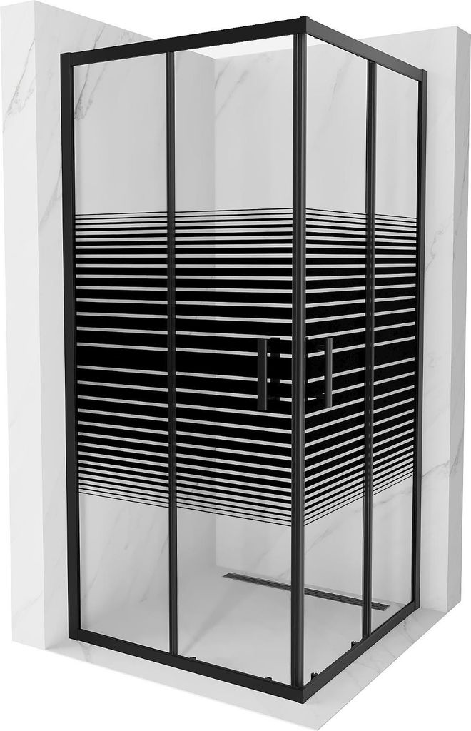 Mexen Rio Cabine de douche carrée 90 x 90 cm, Rayures, Noir Image du produit 