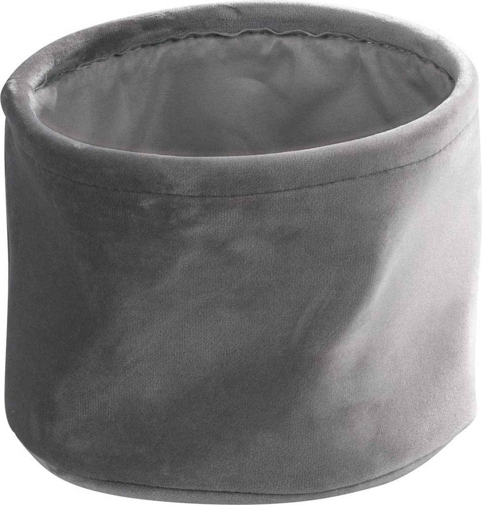 Aufbewahrungskorb - Grau - Samt - Ø 19 x H 14 cm Produktbild 