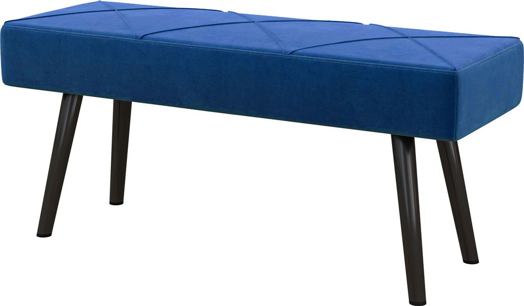 Samtige Sitzbank Bettbank Polsterbank, 100x36x45 cm, Blau - Stauraum Bank für Schlafzimmer & Flur