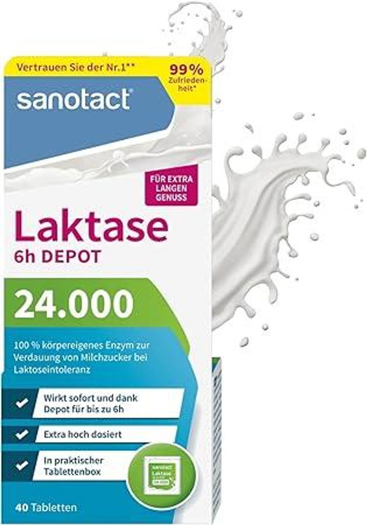 sanotact Laktase 24.000 6h DEPOT (6 x 40 Laktasetabletten) Produktbild 