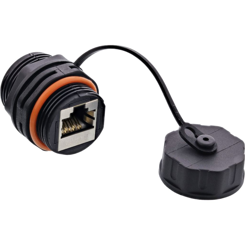 InLine Patchkabelkupplung, RJ45 Cat.6A, IP68, für Industrie, mit Staubkappe