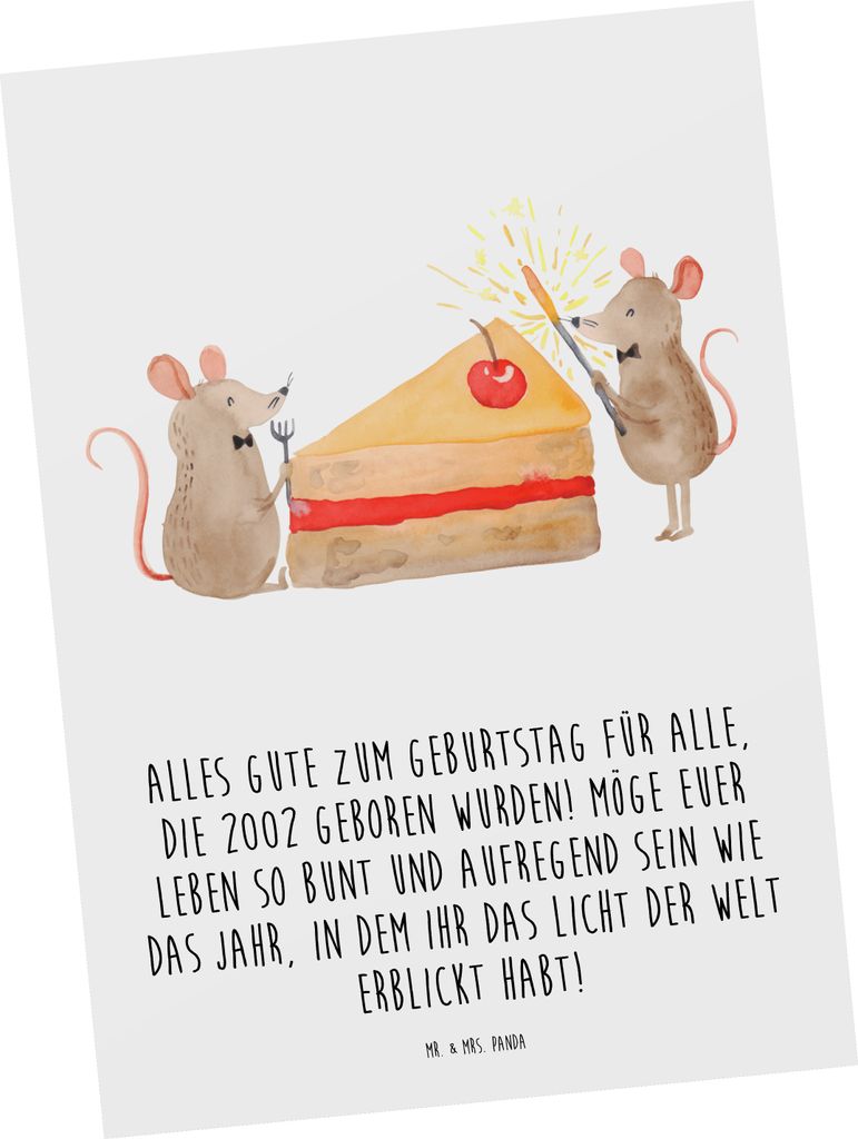 Mr. & Mrs. Panda Postkarte 2002 Geburtstag - Weiß - Geschenk, feiern, besondere Geburtstagwünsche, Postkarten, spannende Abenteuer, buntes Leben,...