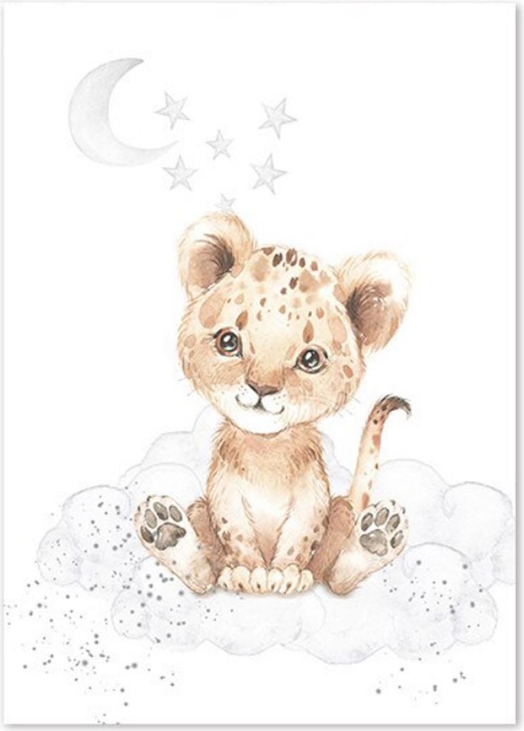 TPFLiving Kunstdruck LW-1016 (OHNE RAHMEN) Poster - Leinwand - Wandbild - Hochauflösender Giclée-Druck, langlebig und hochwertig - Reh, Bär, Lö...