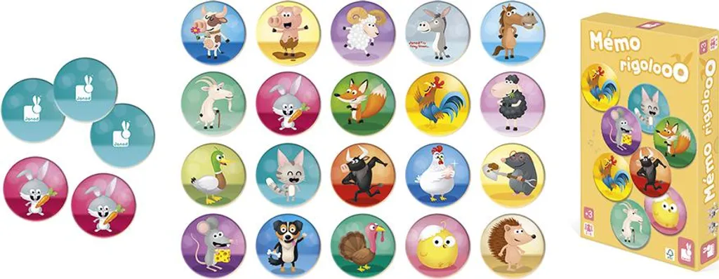 Janod Jeu de mémoire Animaux - Jeu éducatif en carton pour enfant 30 pcs