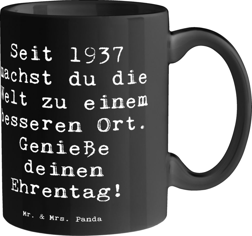 Mr. & Mrs. Panda Tasse Spruch 1937 Geburtstag - Schwarz - Geschenk, Glückwunsch, Happy Birthday, Alter, Glückwünsche, Historische Geschenke, Kaf...