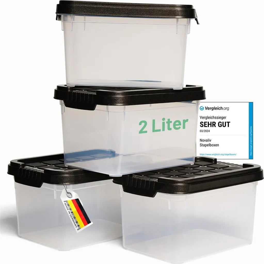 Optimisez votre Espace avec ces 4 Boîtes Empilables Anthracite de 2L - 2
