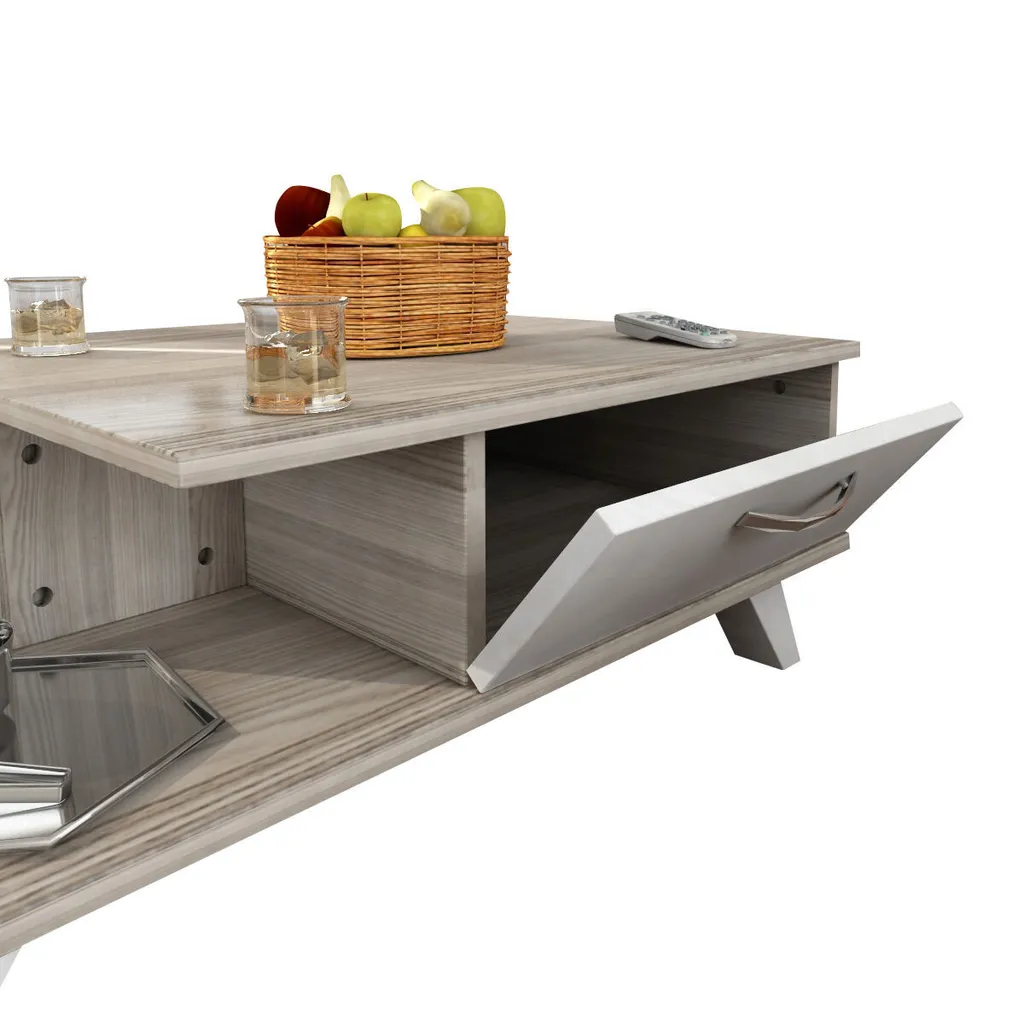 Table basse blanche facile à nettoyer et robuste pour petit salon