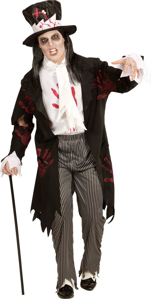ZOMBIE GROOM (Frack, Bluse, Hose, Halstuch, Zylinder, Haar) Gr. XL