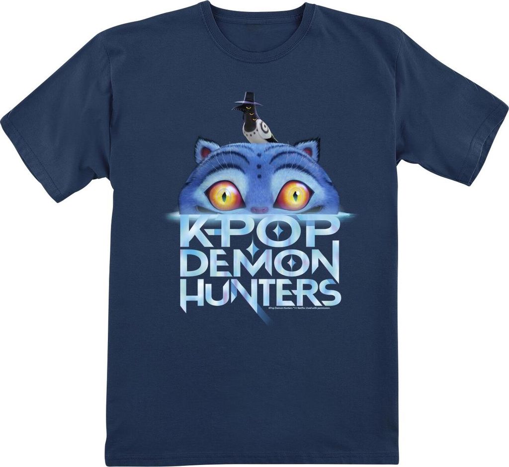 KPop Demon Hunters T-Shirt Uni Derpy Tiger navy 140 Produktbild 
