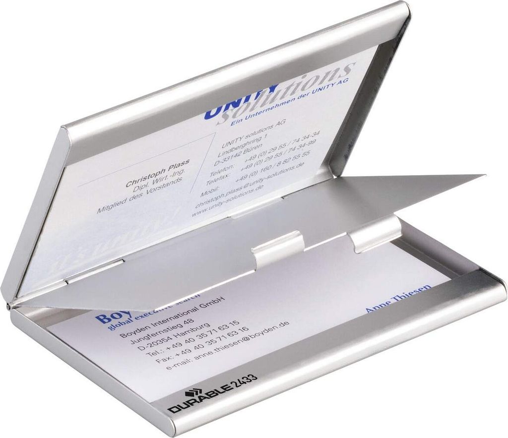Durable BUSINESS CARD BOX duo, 10 karty/kariet, Hliník, Obrázok produktu 