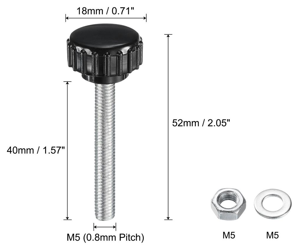 4 Stš¹ck R?ndelschraube mit Gewinde M5 x 40mm Rundkopfschraube mit Muttern Unterlegscheiben, Flš¹gelschrauben Verzinkter Kohlenstoffstahl Klemm...
