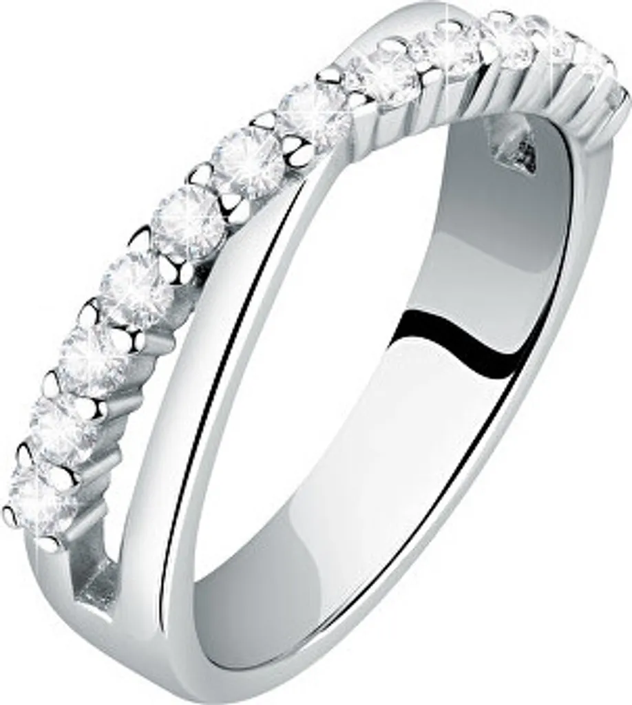 Bague solitaire femme argent et cristaux scintillants - Taille 58