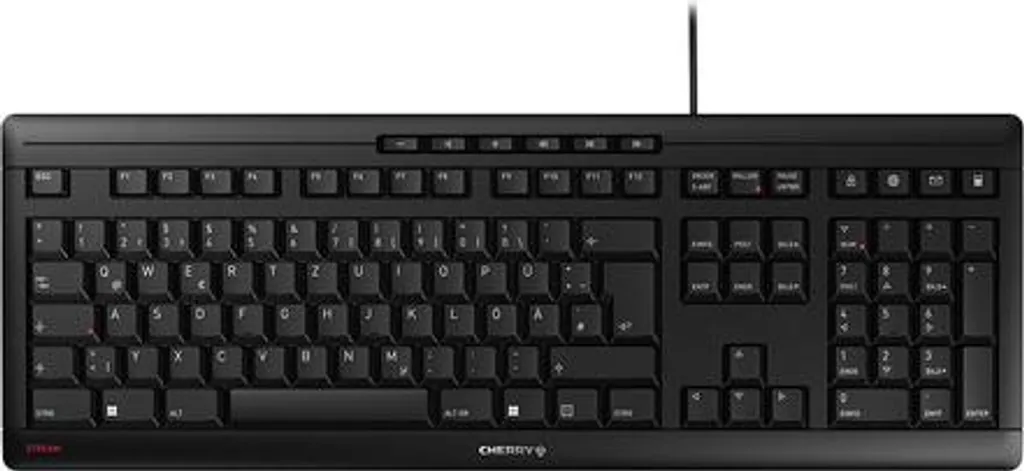 Cherry STREAM KEYBOARD Clavier filaire 100% taille réelle AZERTY Noir