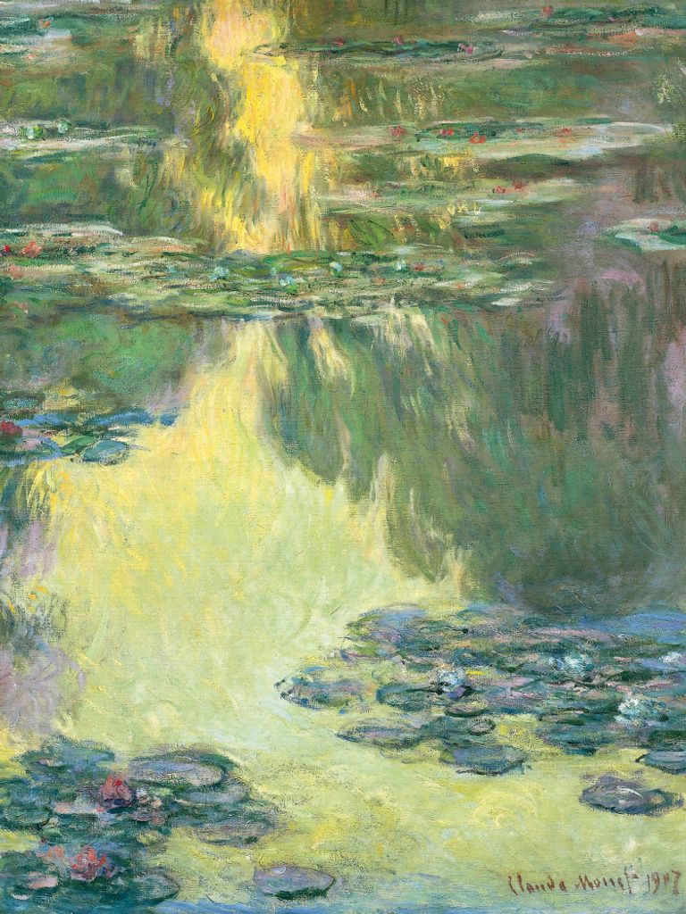 Claude Monet Kunstdruck Bild - Seerosen, 1907 (Grün-Gelb) (80 x 60 cm)