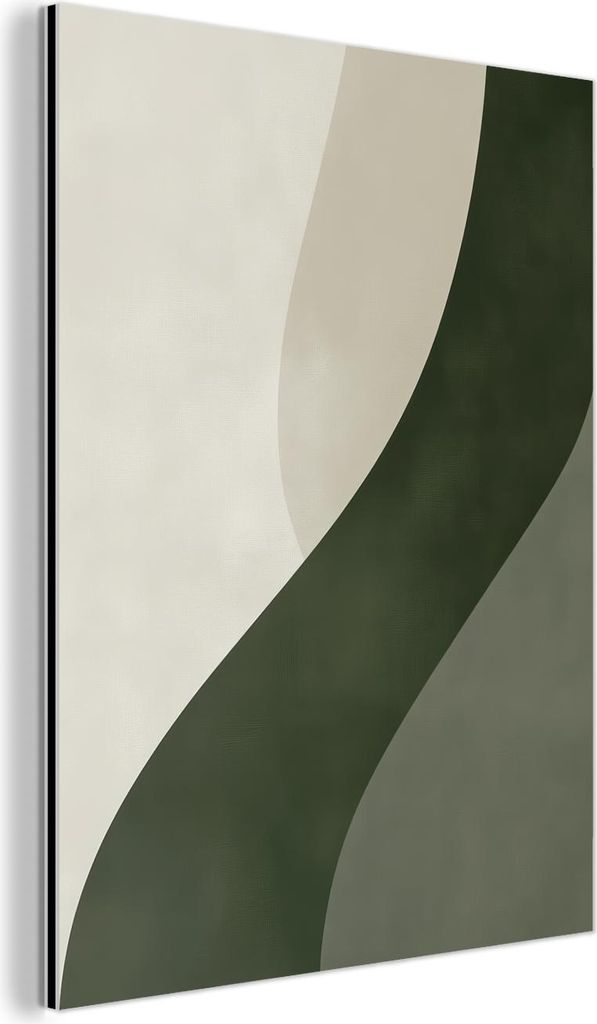 MuchoWow Wanddekoration Metall Metallbild Wandkunst 90x120 cm Japandi - Grün - Abstrakt - Modern MuchoWow Aluminium Gemälde - Industrial