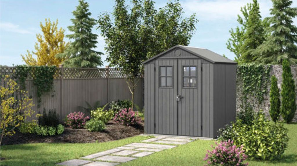 Gartenhaus Keter Darwin 6x8 inkl. Fußboden, Tür mit Produktbild 
