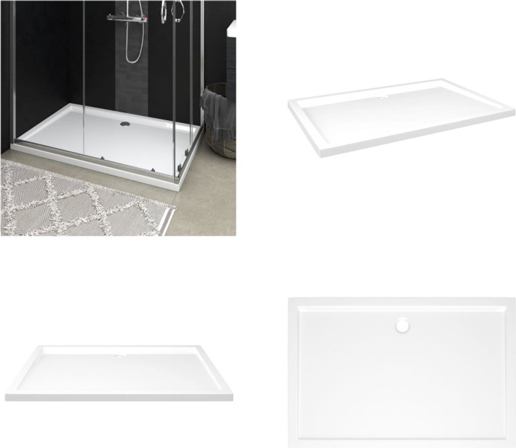 vidaXL Duschtasse ABS Rechteckig Weiß 80x120 cm - Duschwanne - Duschwannen - Duschtasse - Duschtassen