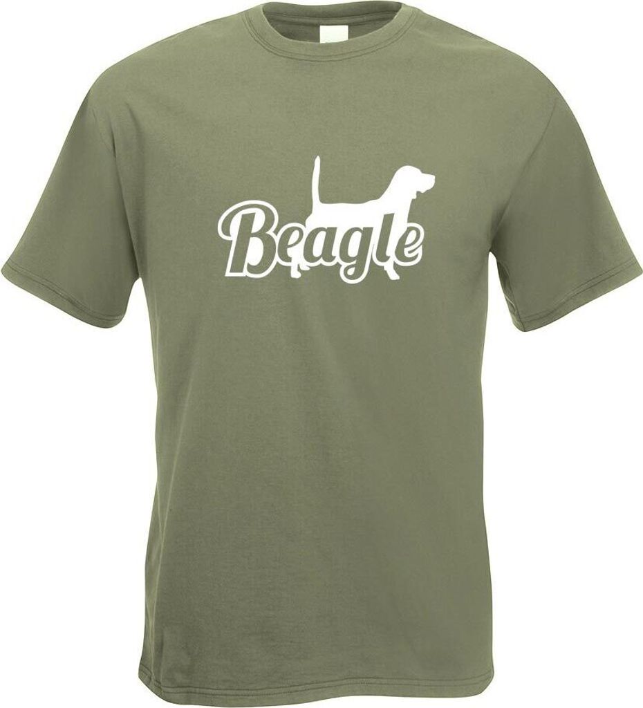Kiwistar - T-Shirt - Olive - Beagle - Hund Motiv Bedruckt Funshirt Design Print - mit Motiv Bedruckt - Funshirt Design - Sport - Freizeit - Herren - S
