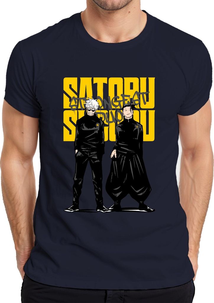 Satoru Gojo Geto Strongest Duo Jujutsu Kaisen Anime Ästhetik Japan Y2K Herren T-Shirt, Navy, S