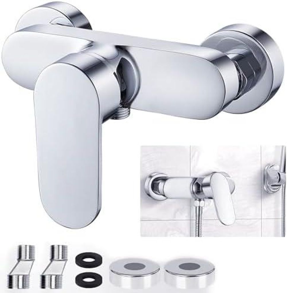 Duscharmatur, Silber Mischbatterie Dusche, Duschbatterie für Dusche Wandmontage, mit G1/2 Brauseabgang